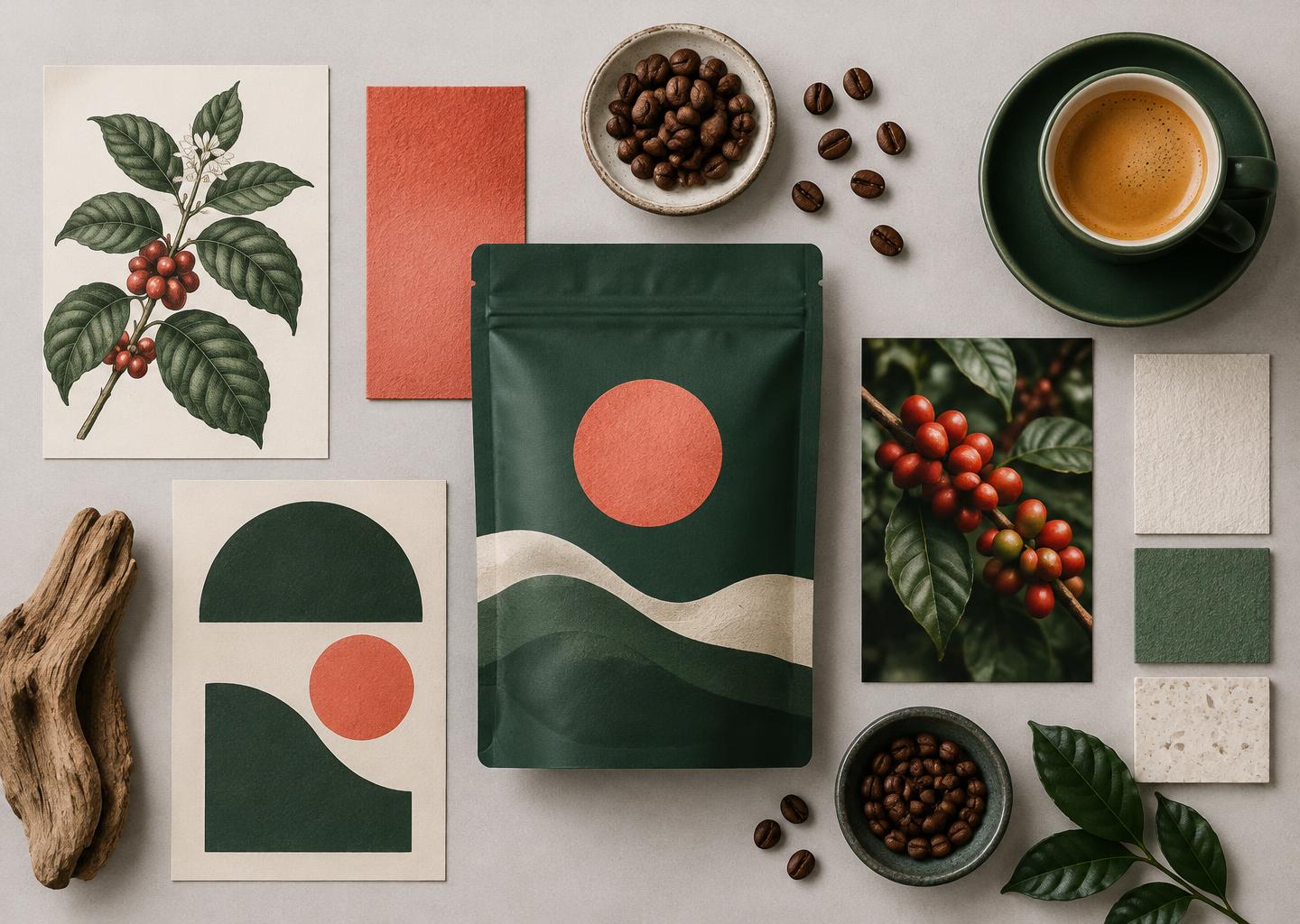 Contoh moodboard warna dan tekstur brand